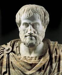 Aristotle, bearded and togaed.